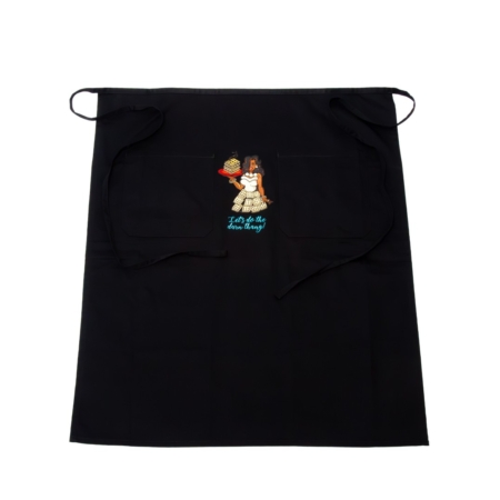 Black Bistro-Length Waffle Queen Apron